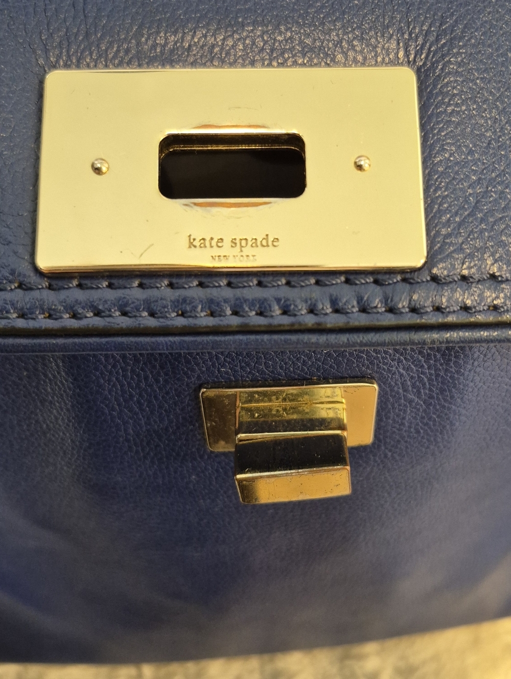 kate spade Navy Blue Top-Handle Satchel with Gold Hardware - Picture 5 of 16